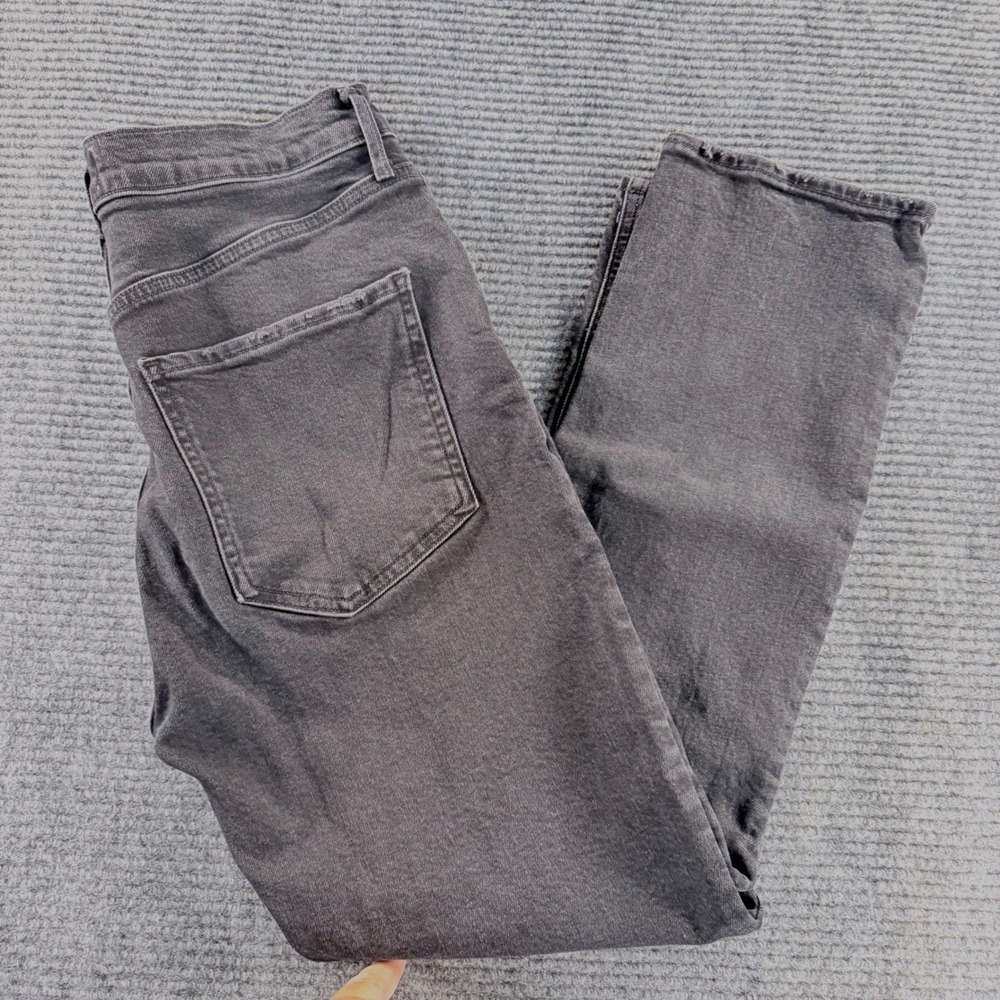AGOLDE Jeans Womens 29 Black Straight Leg Faded High Rise Button Fly Denim